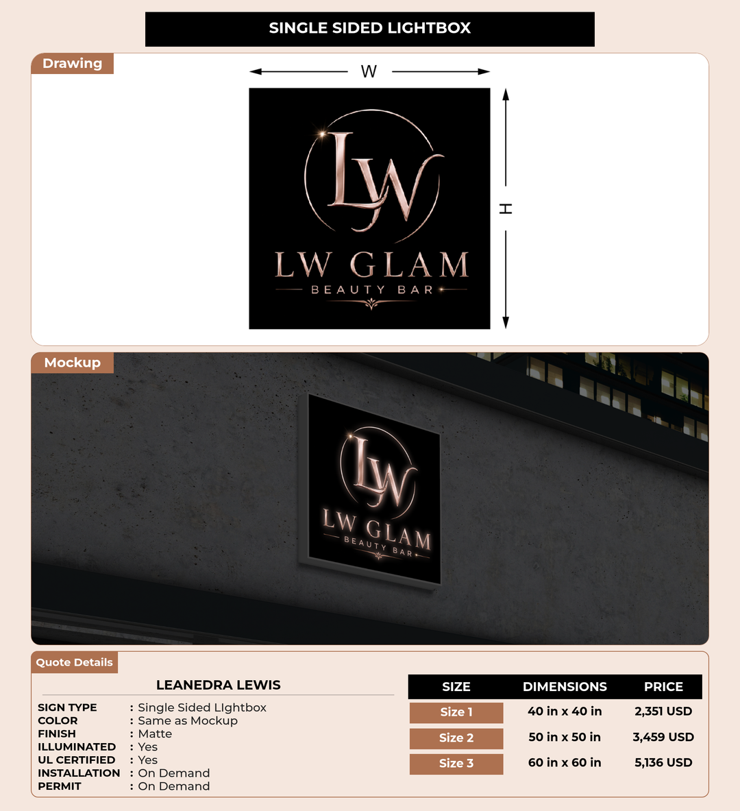 CUSTOM MOCKUP SIGN FOR Leanedra Lewis