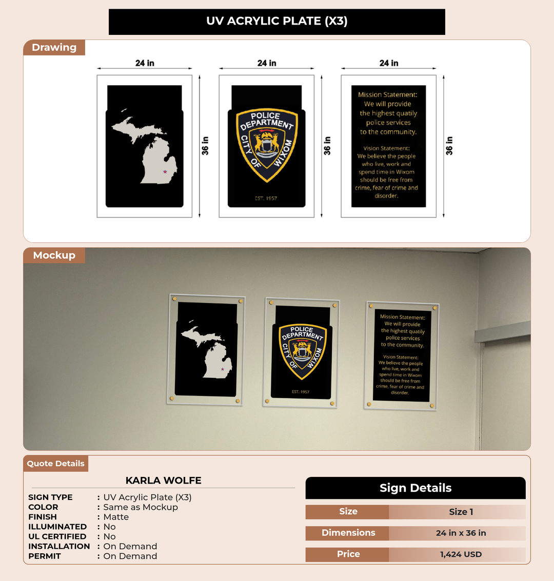 CUSTOM MOCKUP SIGN FOR Karla Wolfe