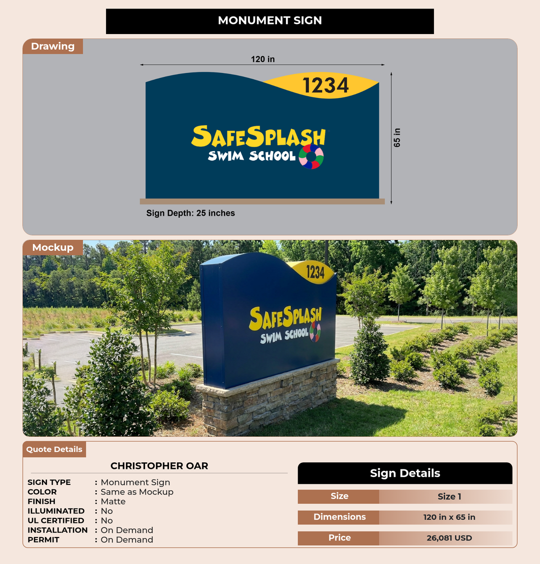 CUSTOM MOCKUP SIGN FOR Christopher Oar