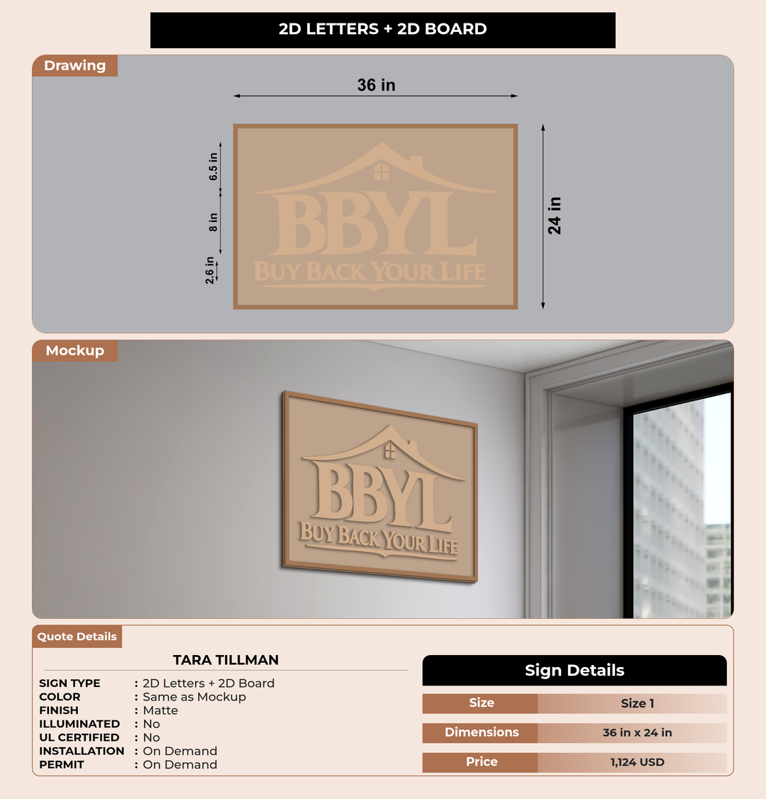 CUSTOM MOCKUP SIGN FOR Tara Tillman