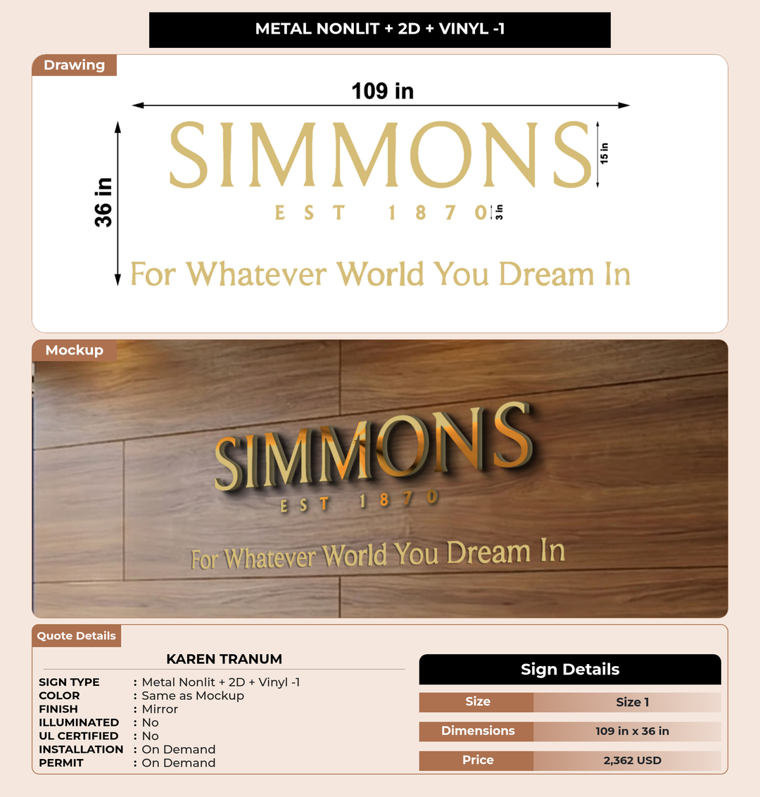 CUSTOM MOCKUP SIGN FOR Karen Tranum
