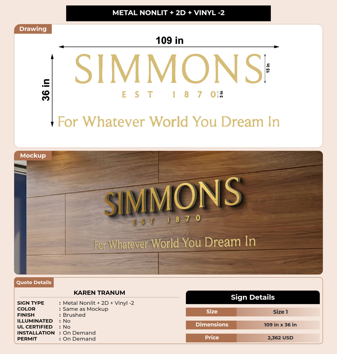CUSTOM MOCKUP SIGN FOR Karen Tranum