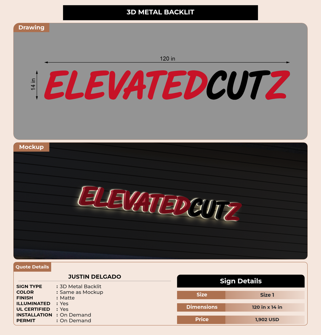 CUSTOM MOCKUP SIGN FOR Justin Delgado