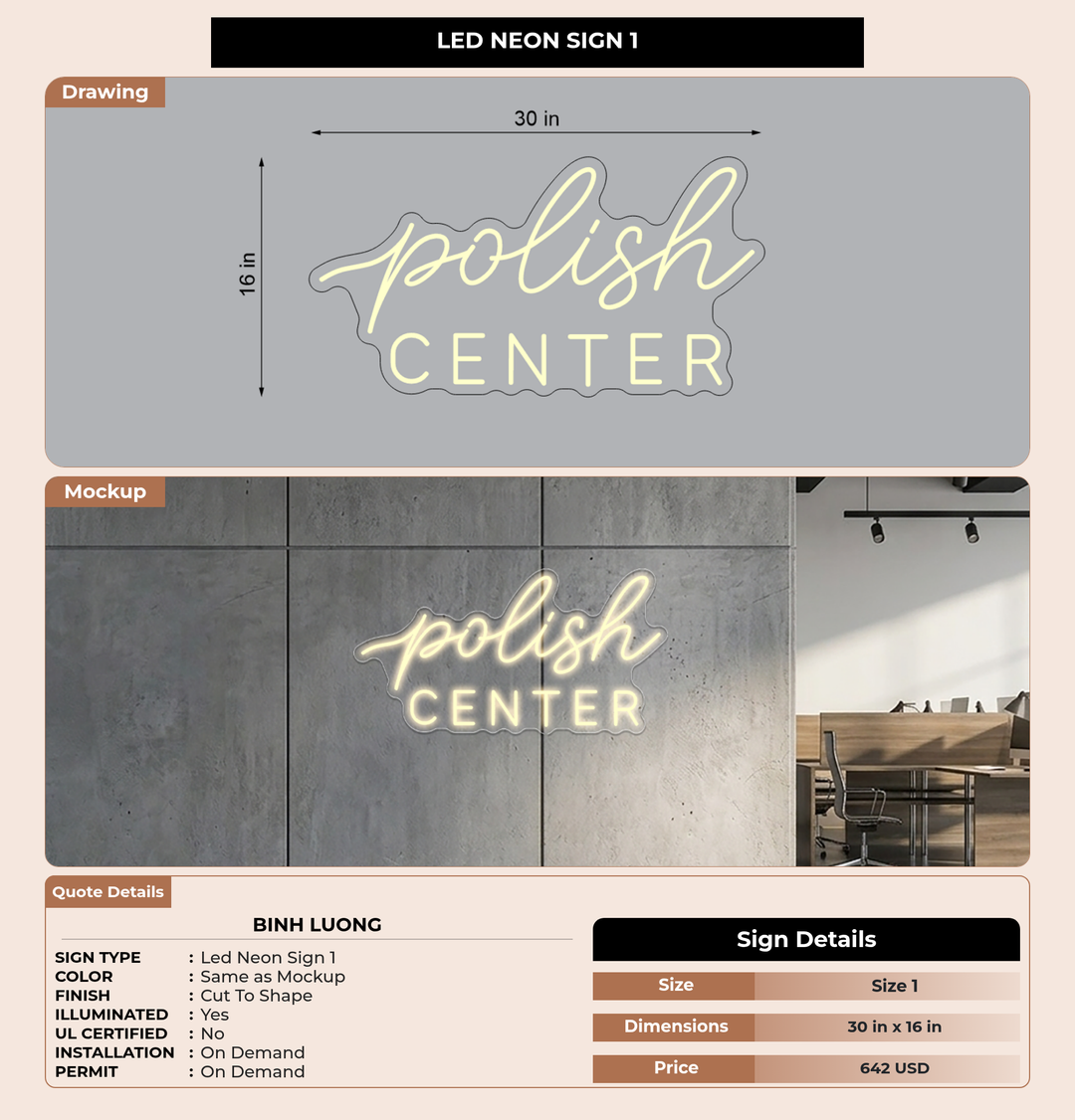 CUSTOM MOCKUP SIGN FOR Binh luong