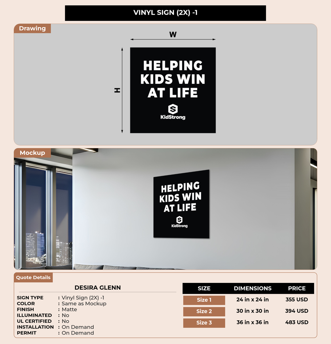 CUSTOM MOCKUP SIGN FOR Desira Glenn