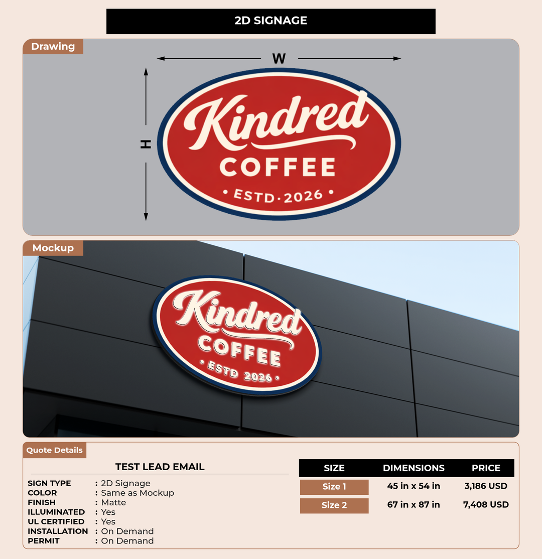 CUSTOM MOCKUP SIGN FOR test lead email