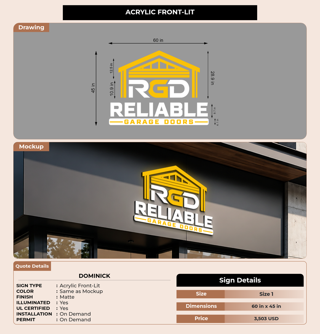 CUSTOM MOCKUP SIGN FOR Dominick