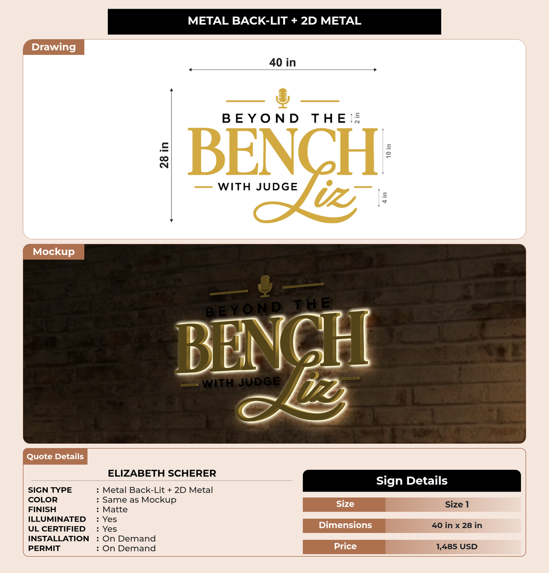 CUSTOM MOCKUP SIGN FOR Elizabeth Scherer