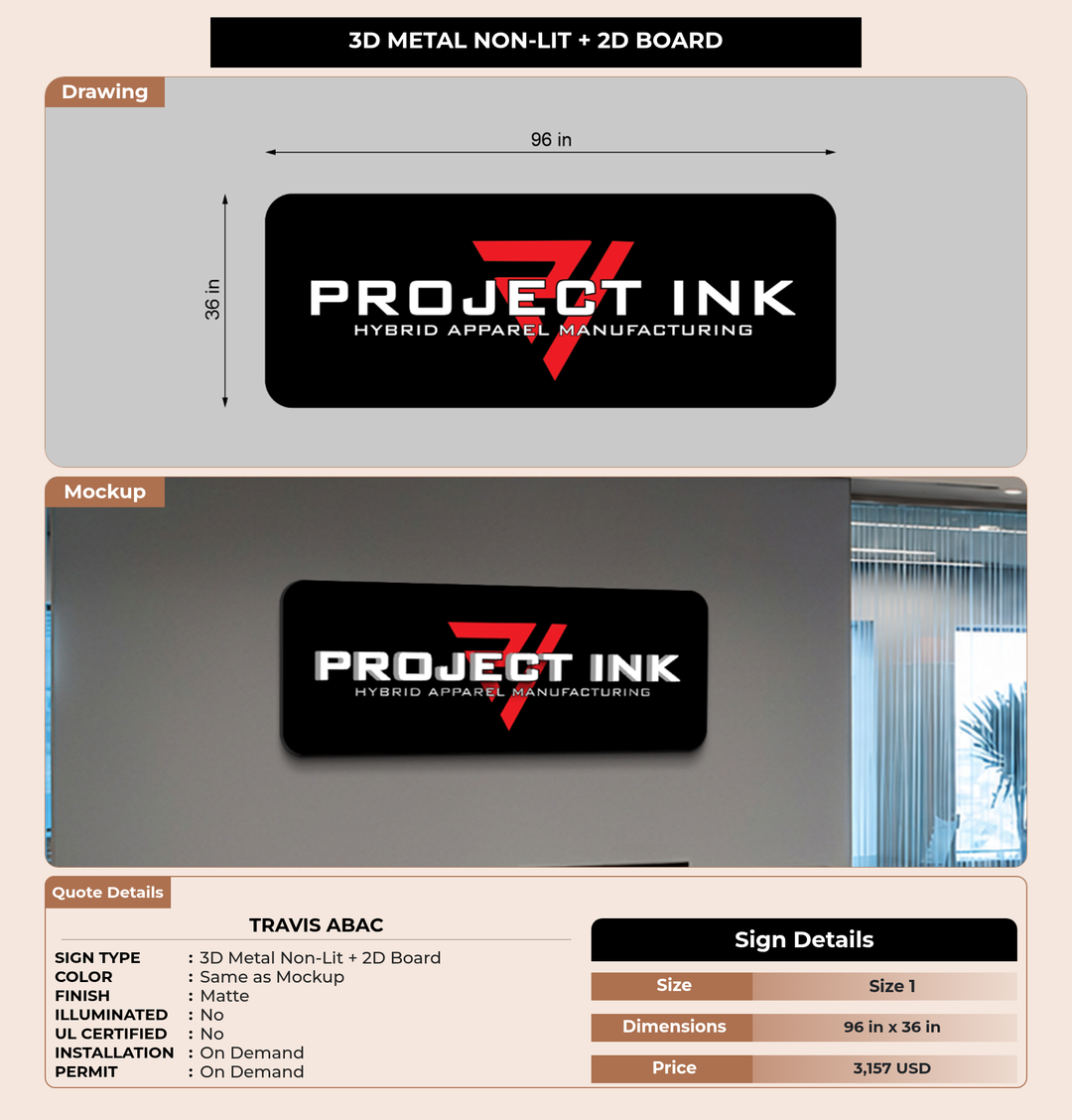 CUSTOM MOCKUP SIGN FOR Travis Abac