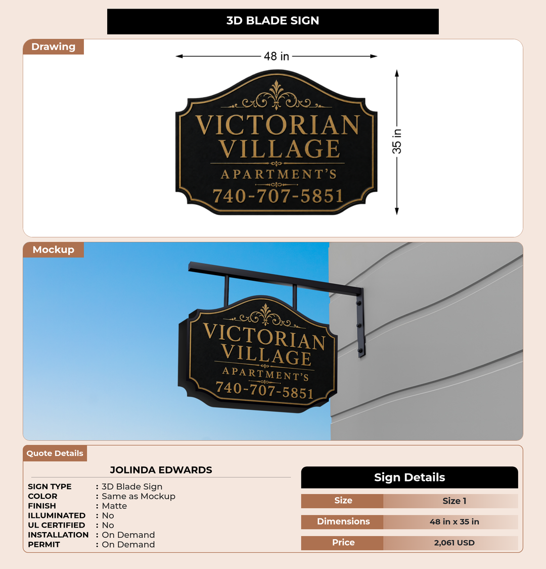 CUSTOM MOCKUP SIGN FOR Jolinda Edwards