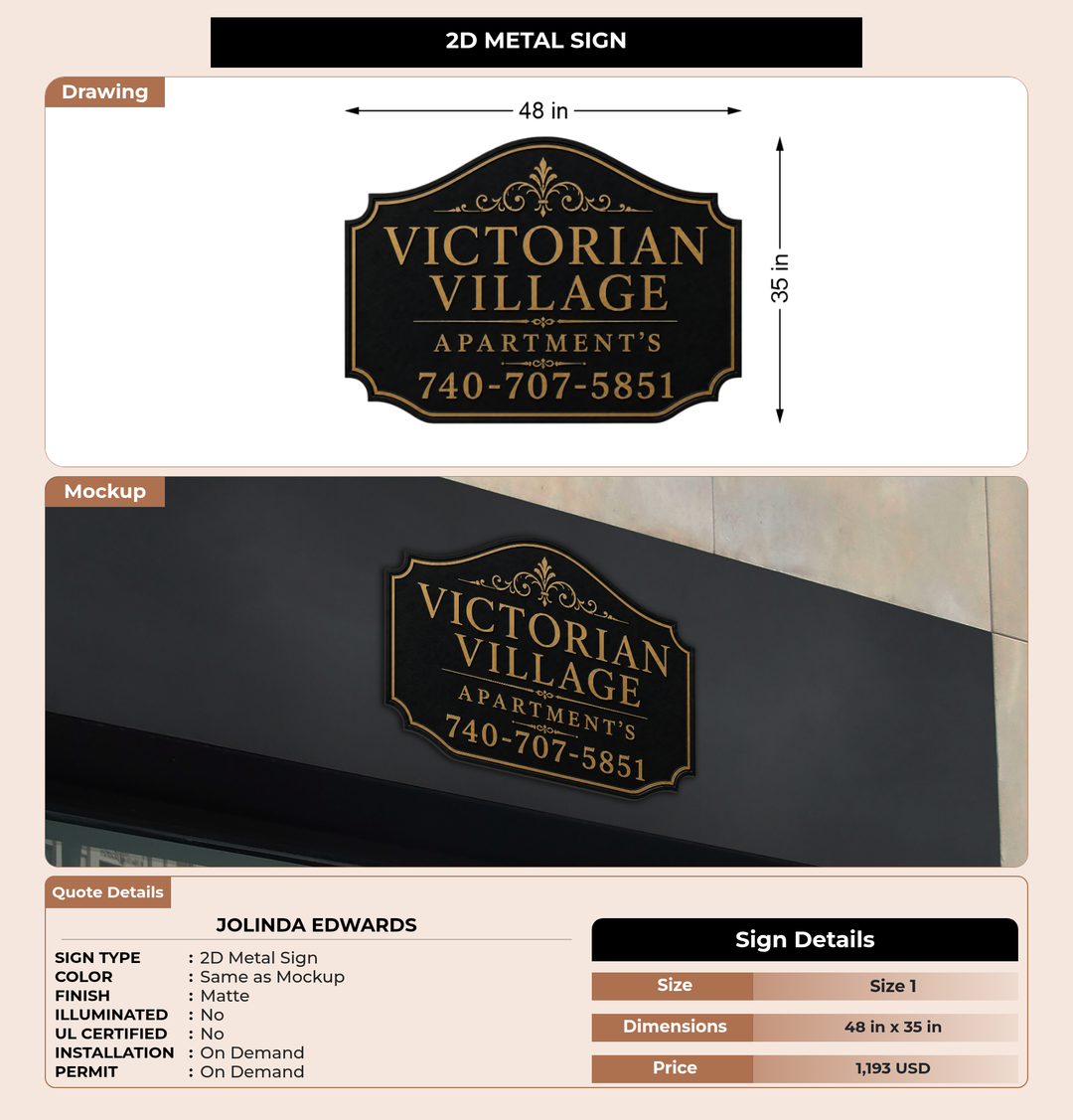 CUSTOM MOCKUP SIGN FOR Jolinda Edwards