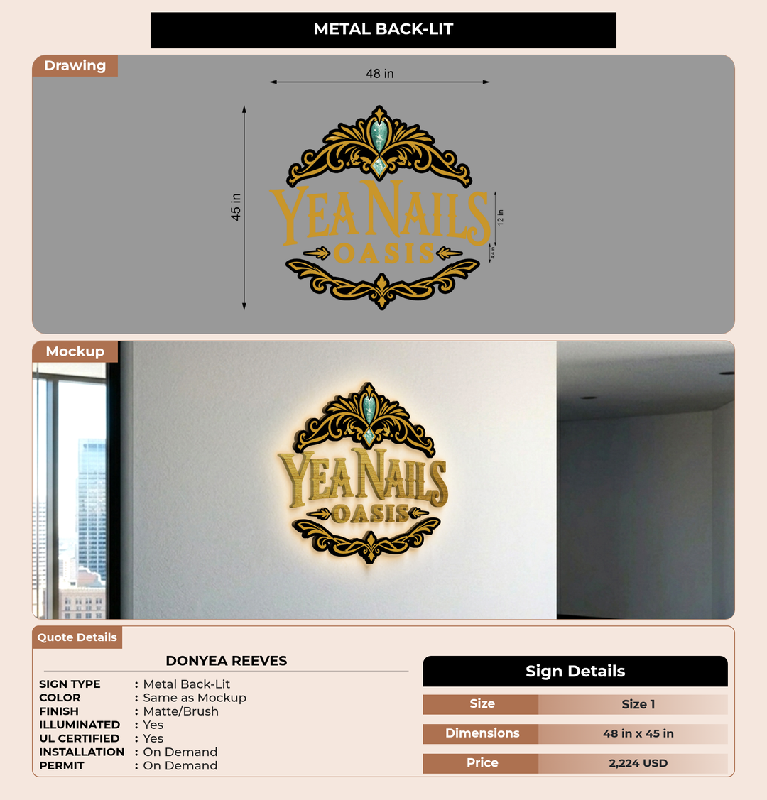 CUSTOM MOCKUP SIGN FOR Donyea Reeves