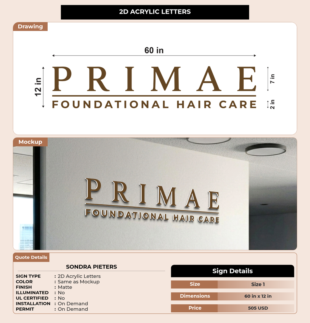 CUSTOM MOCKUP SIGN FOR Sondra Pieters
