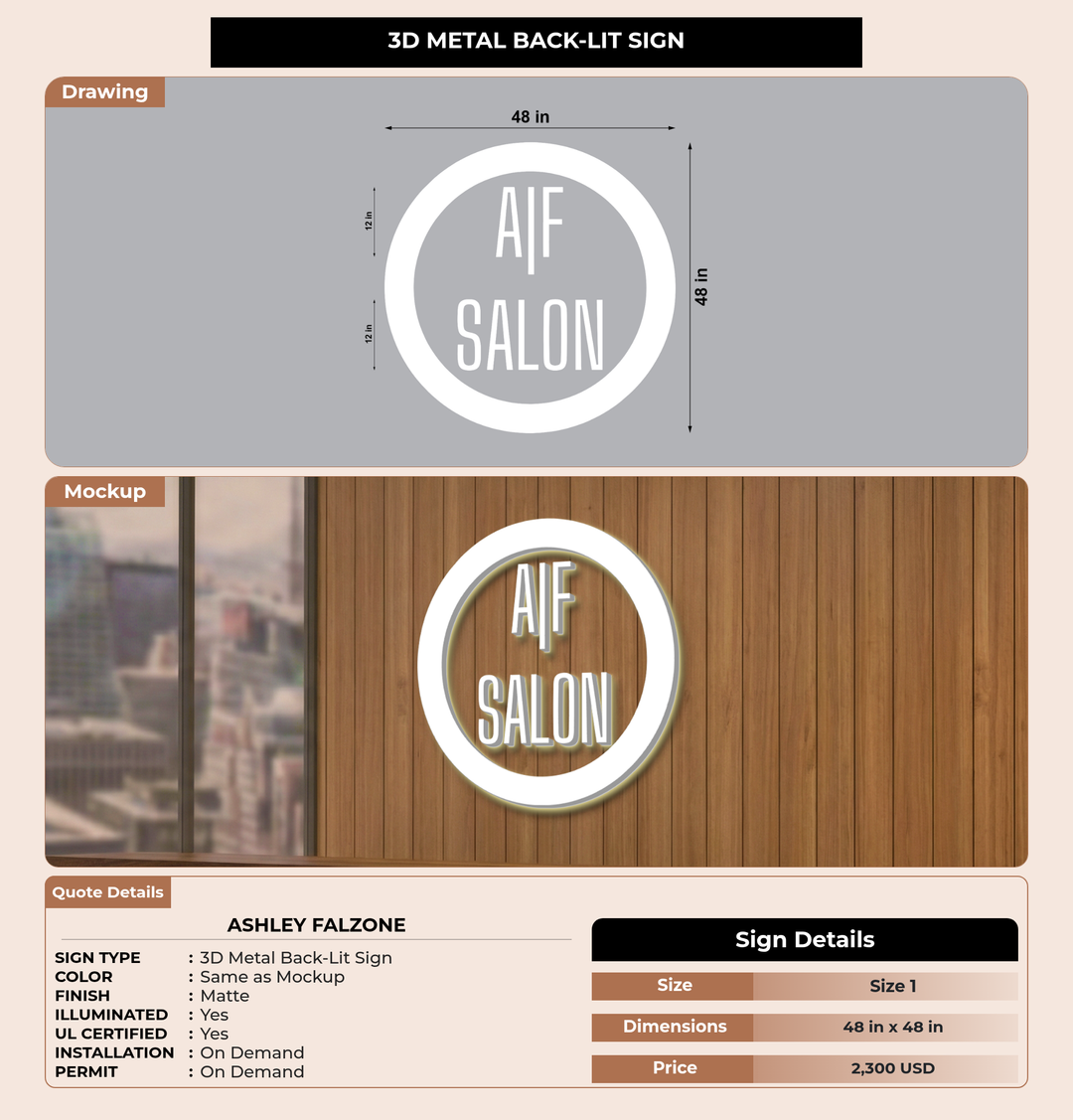 CUSTOM MOCKUP SIGN FOR Ashley Falzone