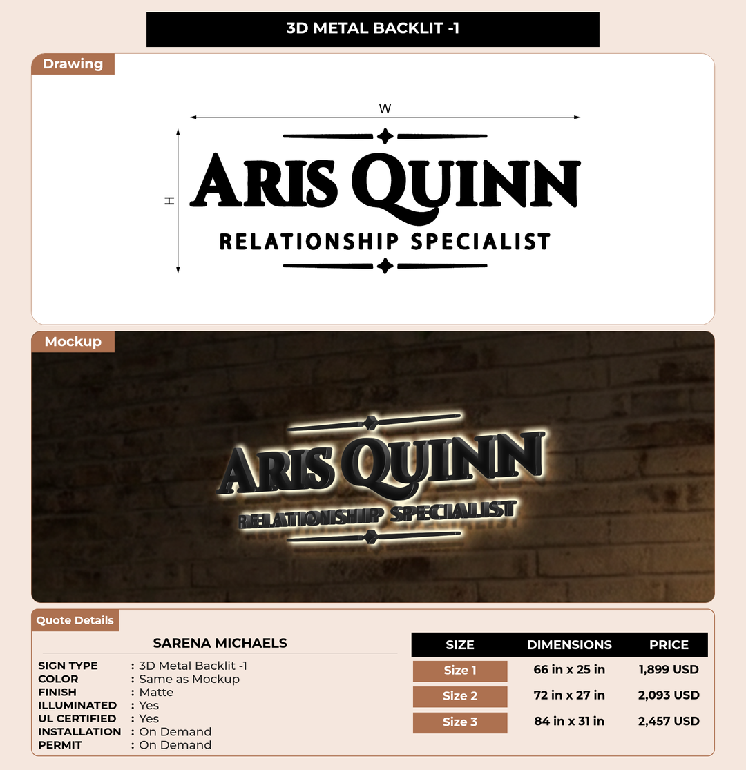 CUSTOM MOCKUP SIGN FOR SARENA MICHAELS