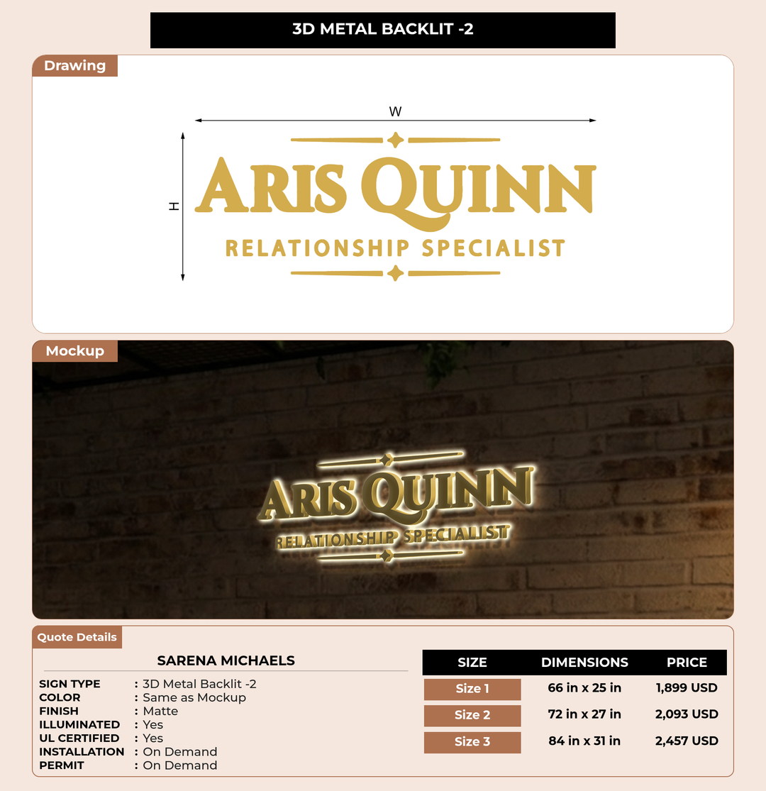 CUSTOM MOCKUP SIGN FOR SARENA MICHAELS