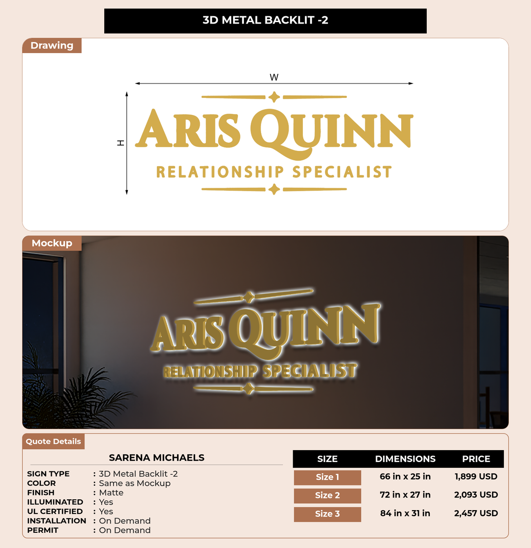 CUSTOM MOCKUP SIGN FOR SARENA MICHAELS