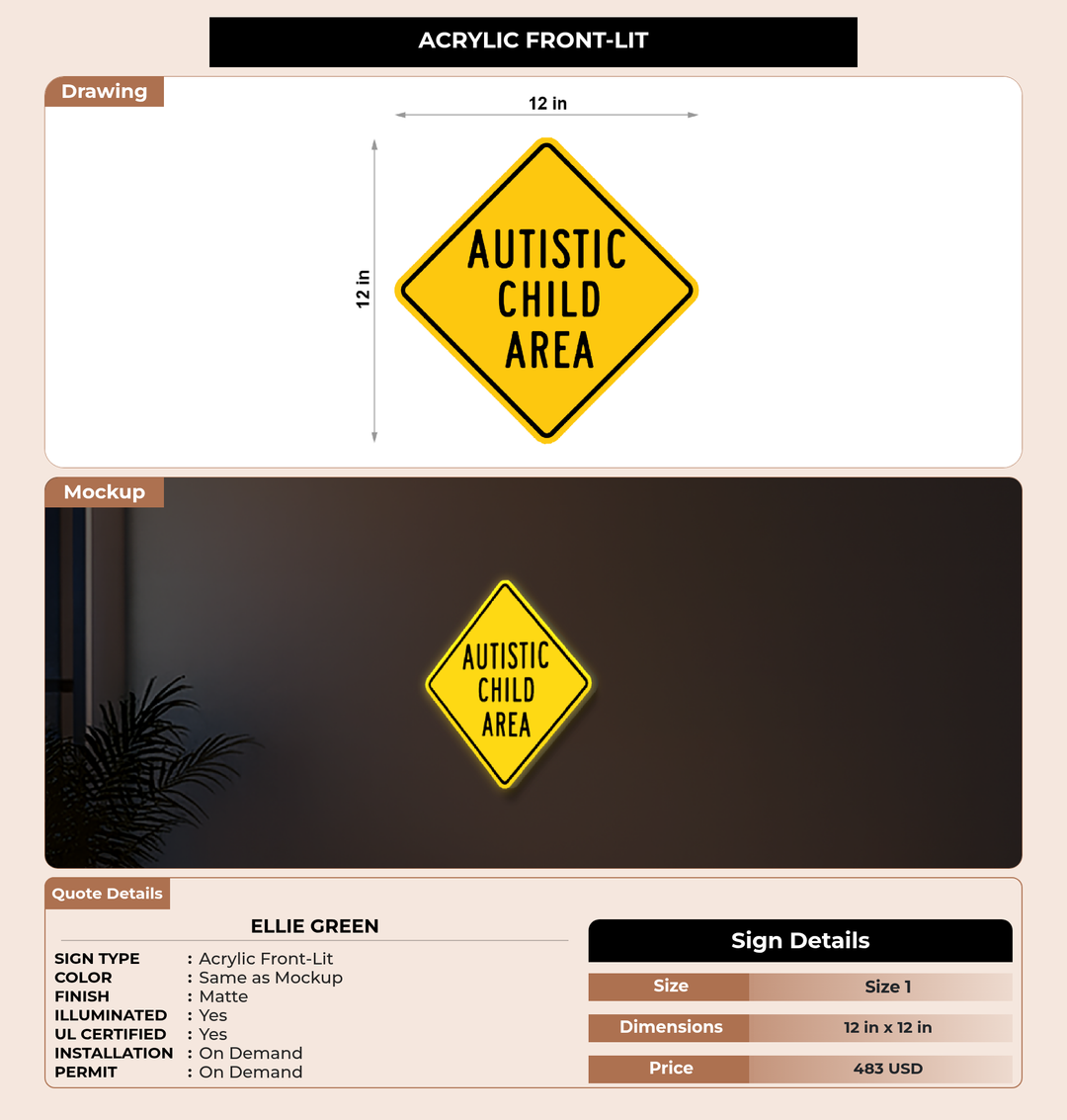CUSTOM MOCKUP SIGN FOR Ellie Green