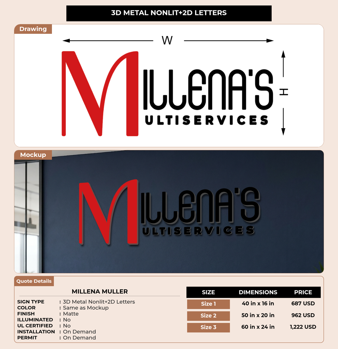 CUSTOM MOCKUP SIGN FOR Millena Muller