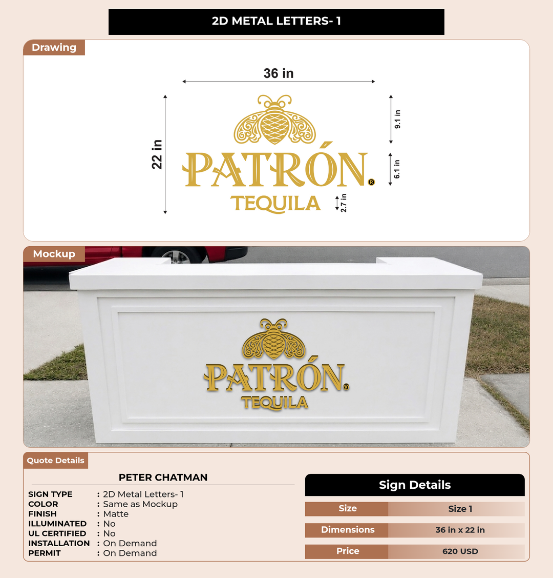 CUSTOM MOCKUP SIGN FOR Peter Chatman