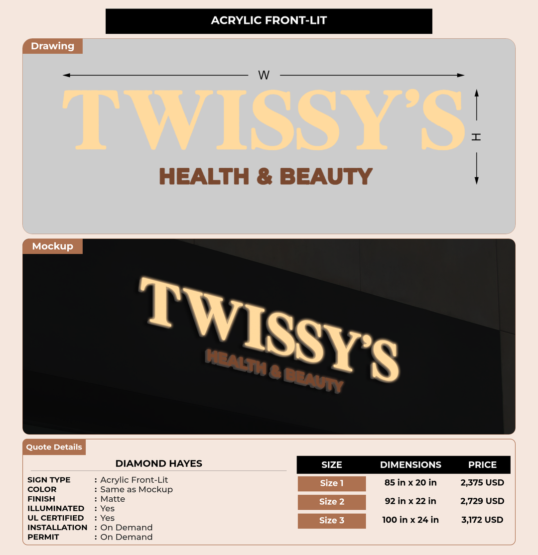 CUSTOM MOCKUP SIGN FOR Diamond Hayes