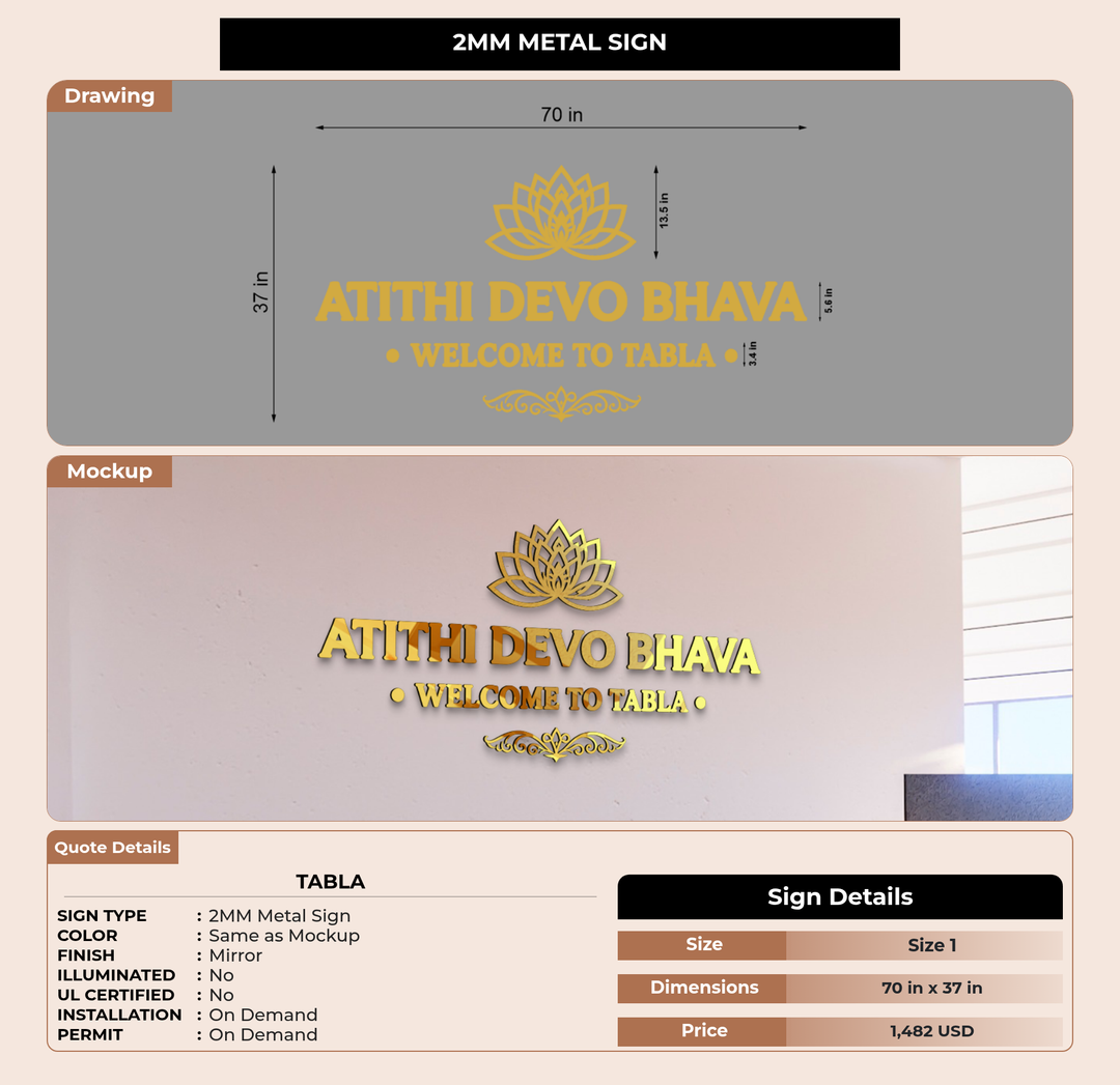 CUSTOM MOCKUP SIGN FOR Tabla