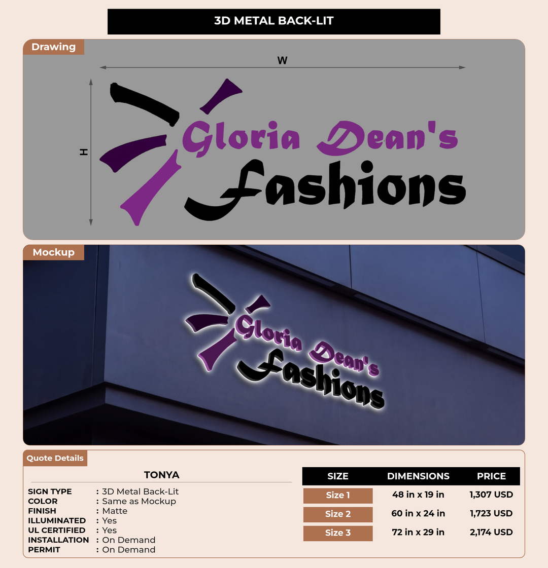 CUSTOM MOCKUP SIGN FOR Tonya
