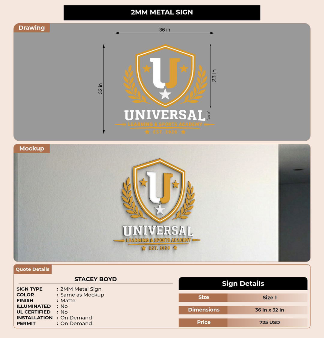 CUSTOM MOCKUP SIGN FOR Stacey Boyd