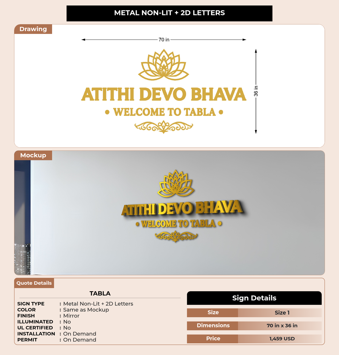 CUSTOM MOCKUP SIGN FOR Tabla