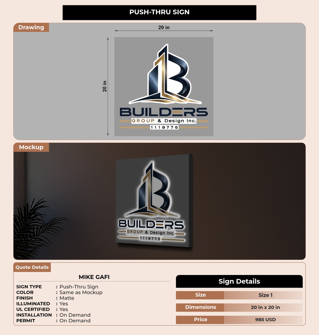 CUSTOM MOCKUP SIGN FOR Mike Gafi