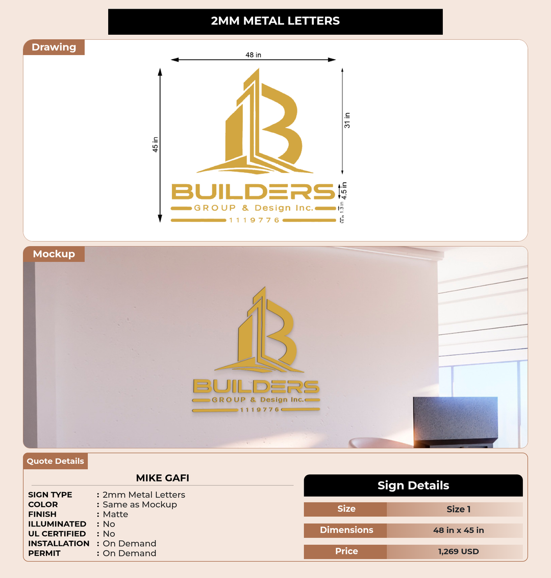 CUSTOM MOCKUP SIGN FOR Mike Gafi