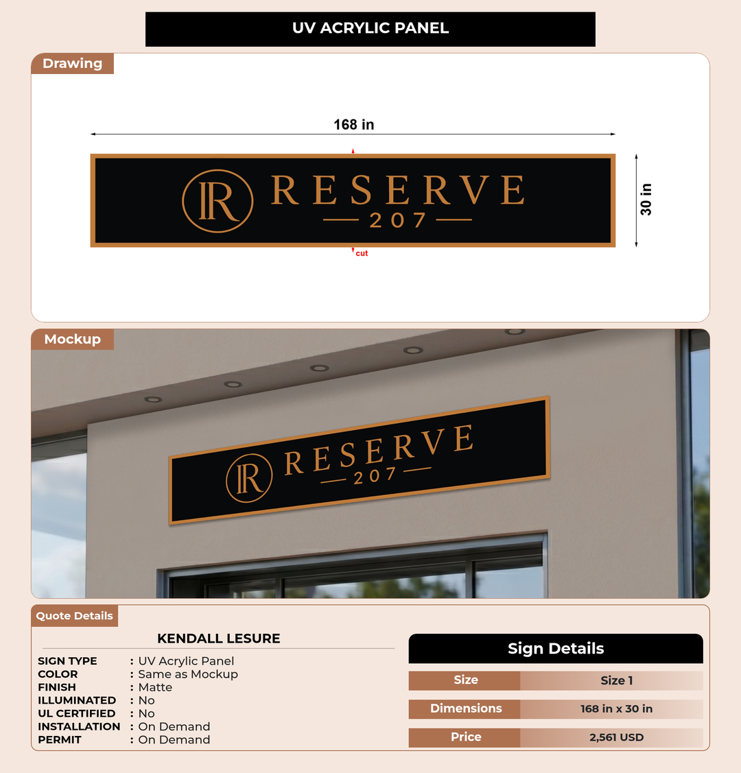 CUSTOM MOCKUP SIGN FOR Kendall LeSure