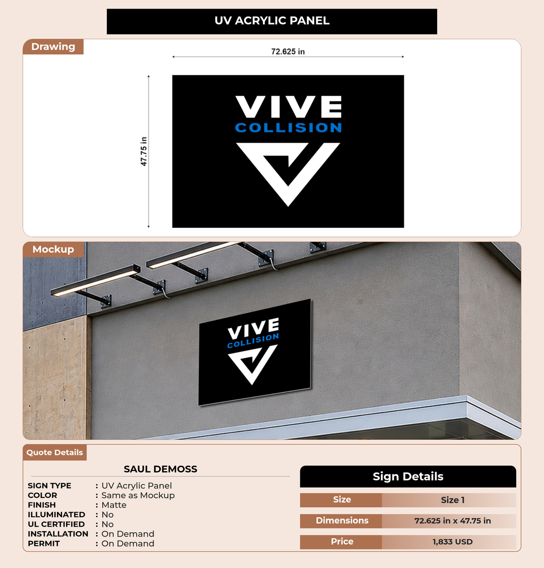 CUSTOM MOCKUP SIGN FOR Saul DeMoss
