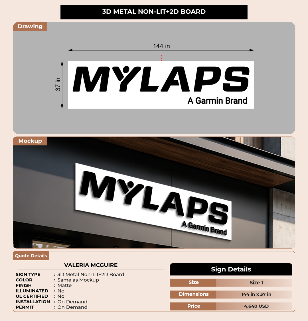 CUSTOM MOCKUP SIGN FOR Valeria McGuire