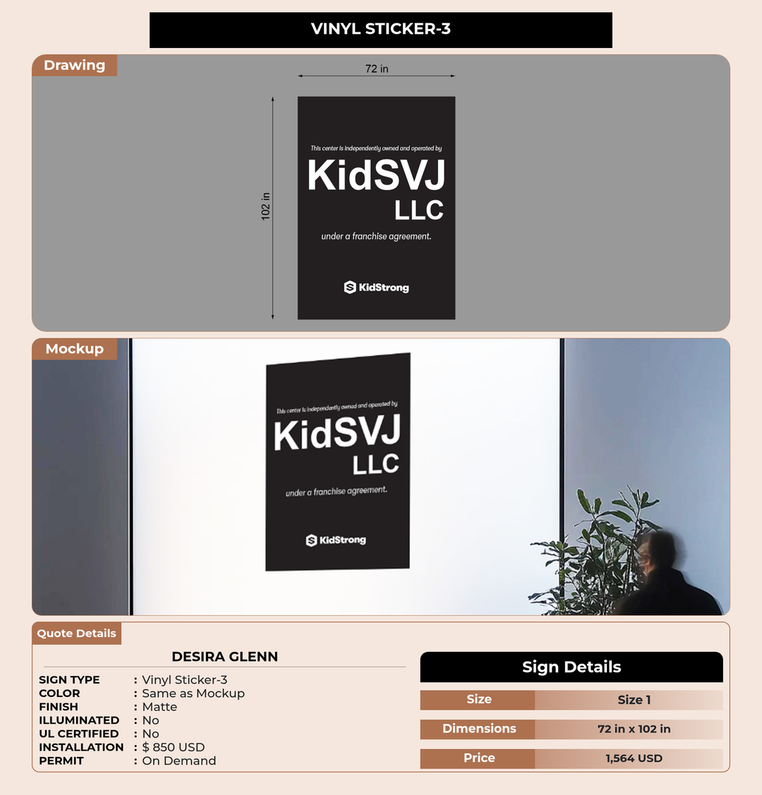 CUSTOM MOCKUP SIGN FOR Desira Glenn