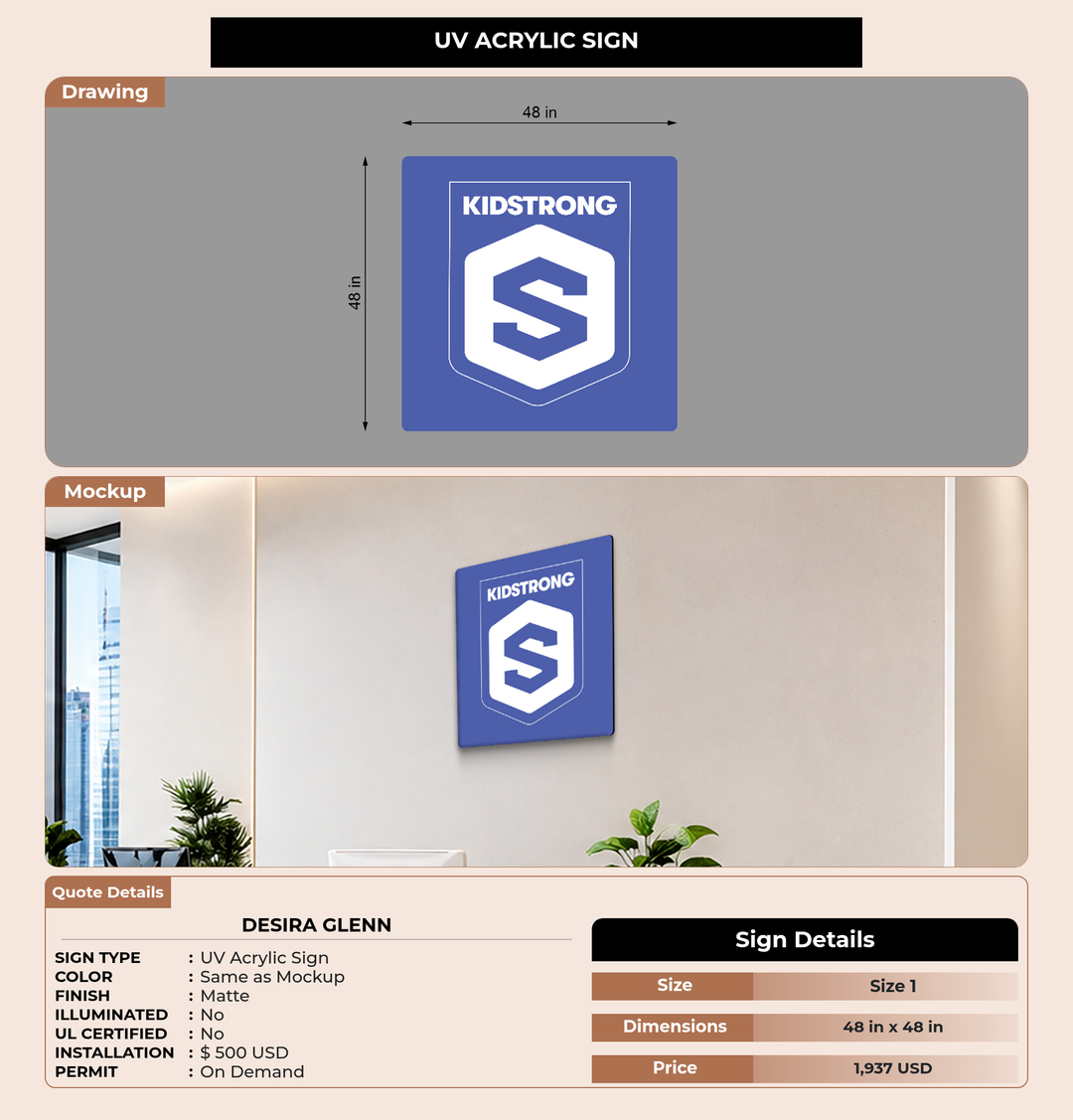 CUSTOM MOCKUP SIGN FOR Desira Glenn