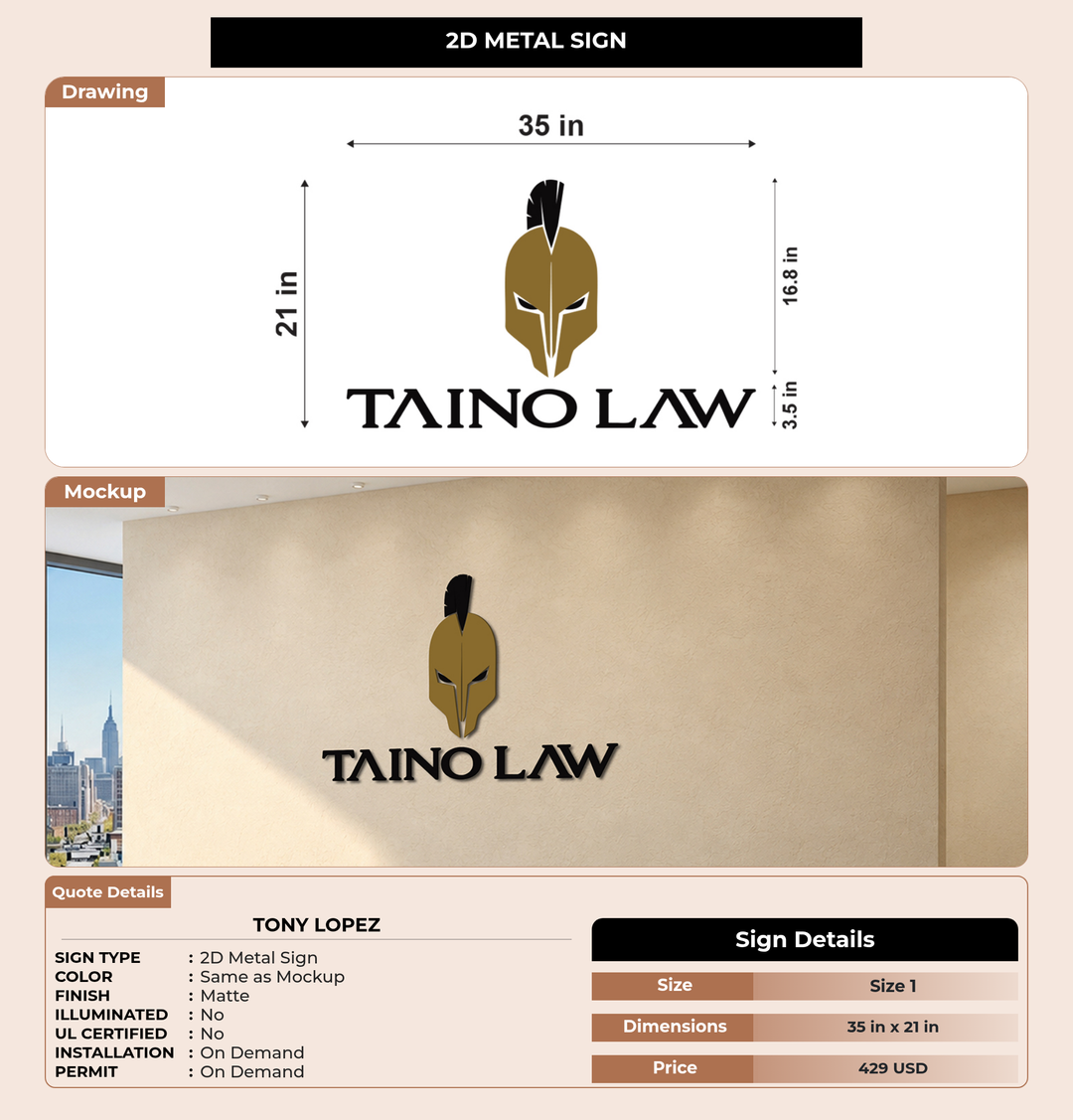 CUSTOM MOCKUP SIGN FOR Tony Lopez