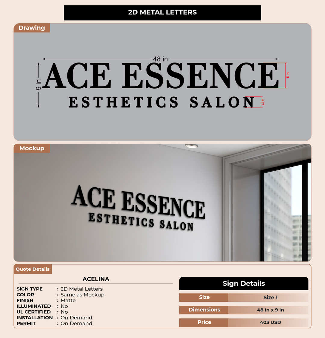 CUSTOM MOCKUP SIGN FOR Acelina
