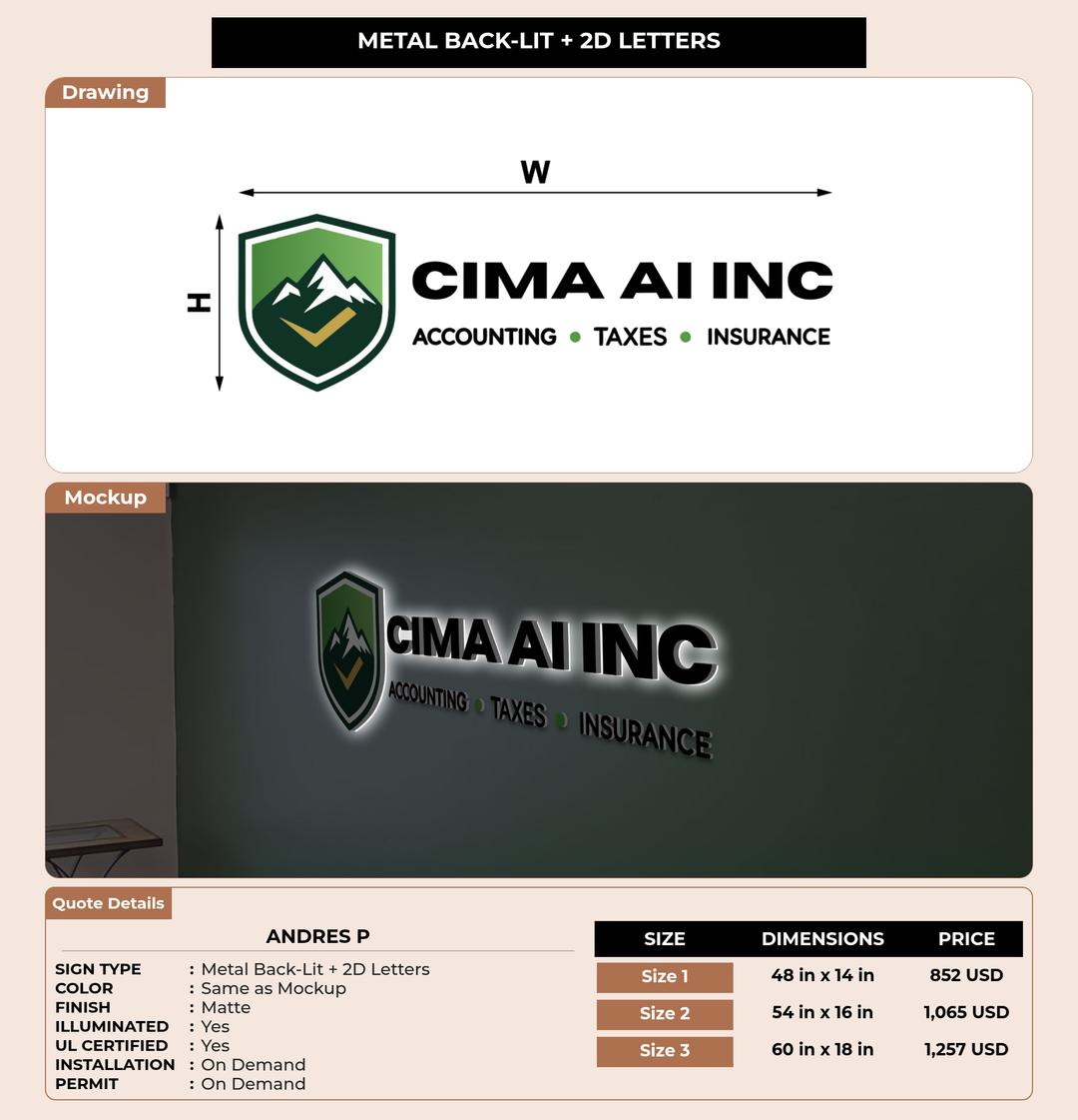 CUSTOM MOCKUP SIGN FOR Andres P