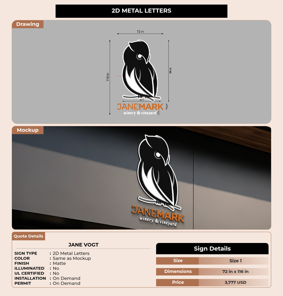 CUSTOM MOCKUP SIGN FOR Jane Vogt
