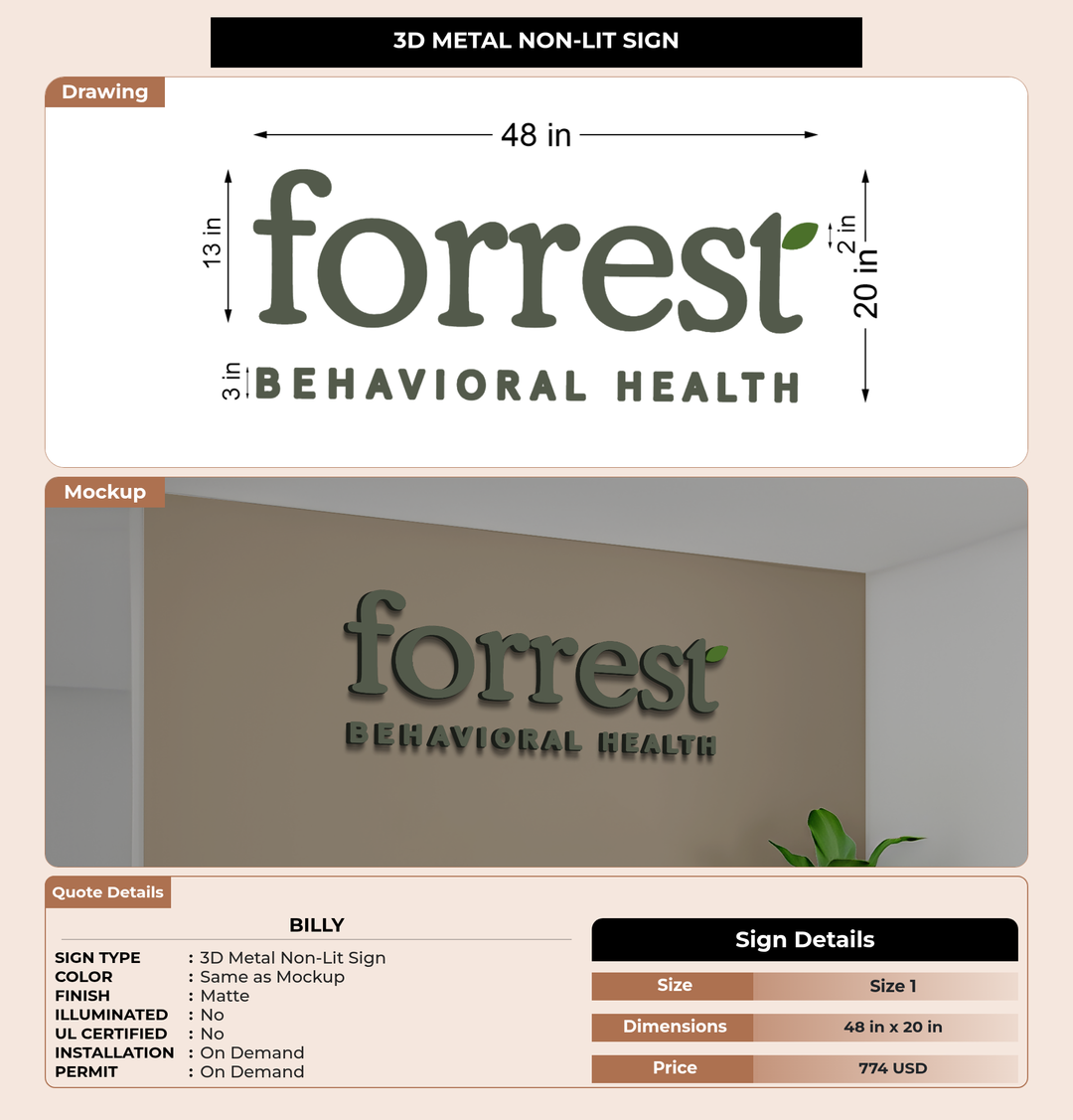 CUSTOM MOCKUP SIGN FOR Billy