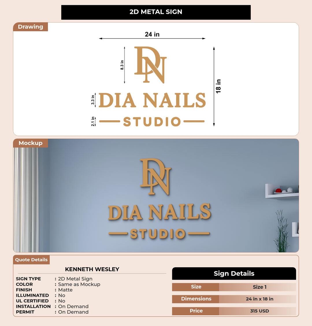CUSTOM MOCKUP SIGN FOR Kenneth Wesley