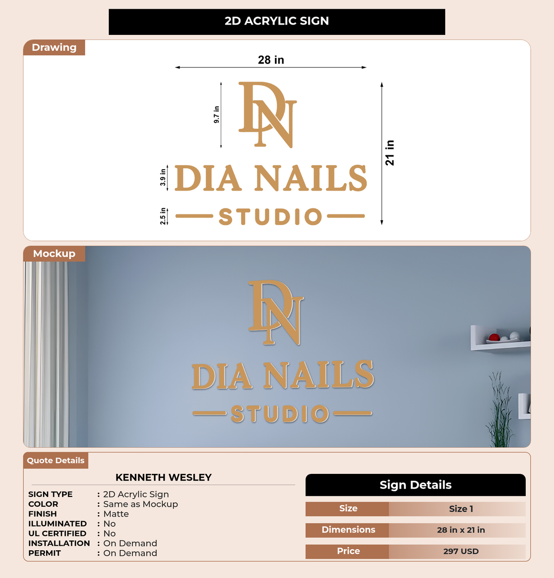 CUSTOM MOCKUP SIGN FOR Kenneth Wesley