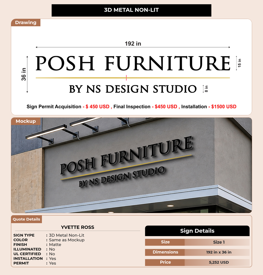 CUSTOM MOCKUP SIGN FOR Yvette Ross