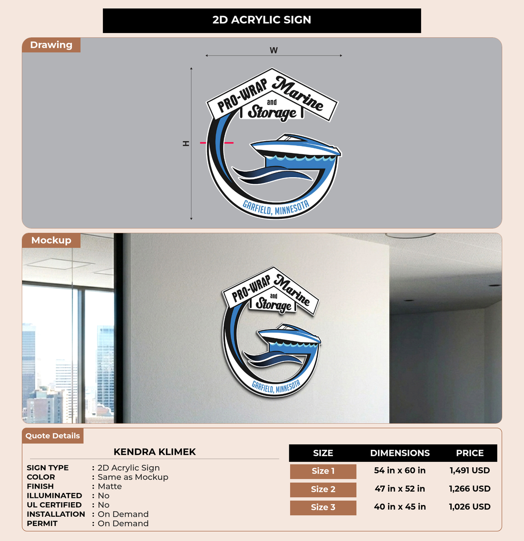 CUSTOM MOCKUP SIGN FOR Kendra Klimek