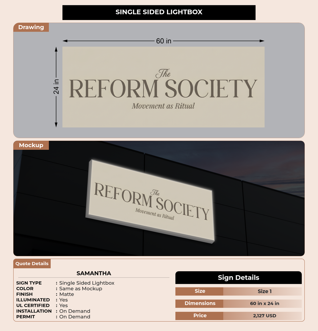 CUSTOM MOCKUP SIGN FOR Samantha