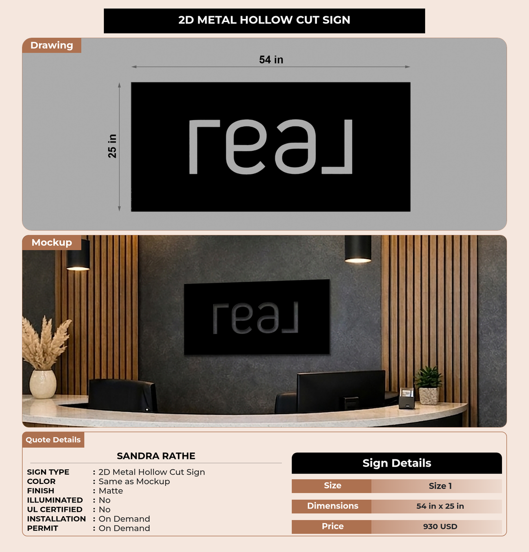 CUSTOM MOCKUP SIGN FOR Sandra rathe