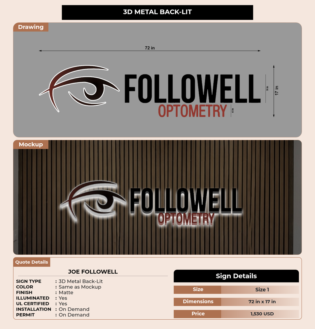 CUSTOM MOCKUP SIGN FOR Joe followell