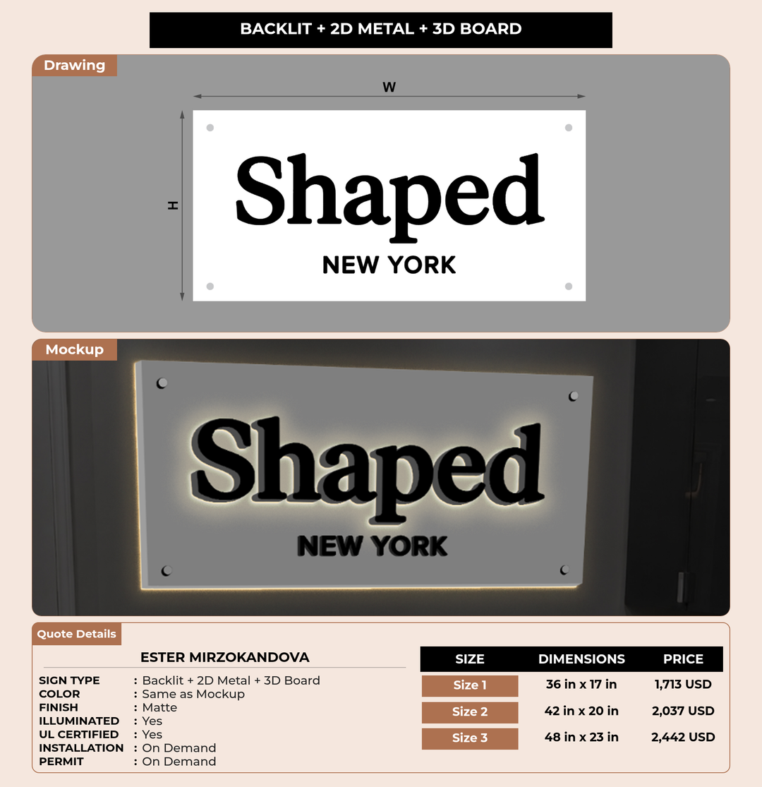 CUSTOM MOCKUP SIGN FOR Ester Mirzokandova