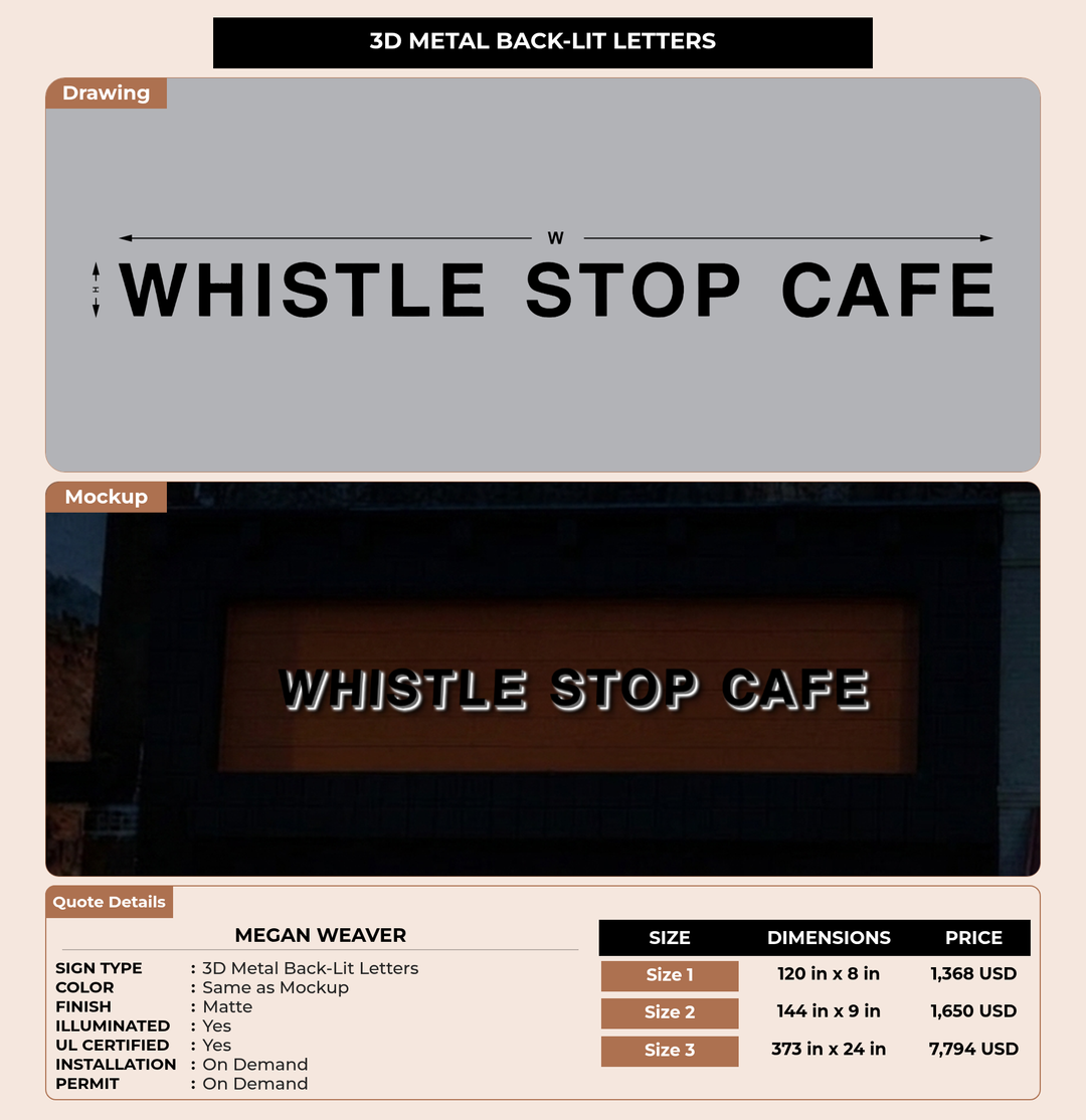 CUSTOM MOCKUP SIGN FOR Megan Weaver